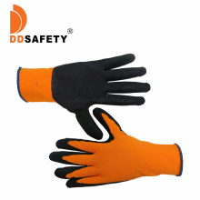 13 Gauge Fluorescent Orange Nylon Liner Black Latex Coating Glove